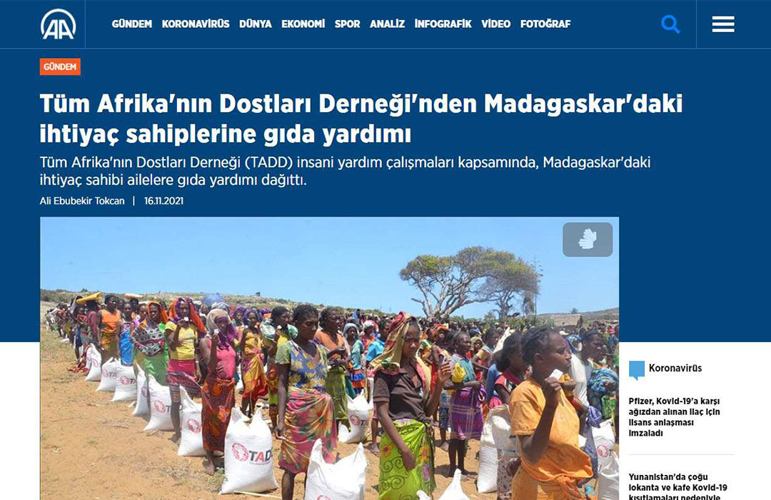 Tüm Afrika'nın Dostları Derneği'nden Madagaskar'daki ihtiyaç sahiplerine gıda yardımı